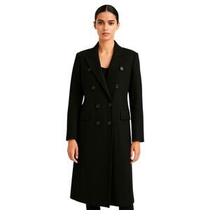 Apostrophe Double-Breasted Overcoat, Black, Business Chic, Travel,  Academia 14